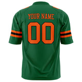 Custom Kelly Green Orange Solid Colour Football Jersey