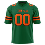 Custom Kelly Green Orange Solid Colour Football Jersey