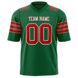 Custom Kelly Green Red Solid Colour Football Jersey