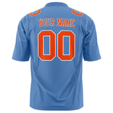 Custom Light Blue Orange Solid Colour Football Jersey