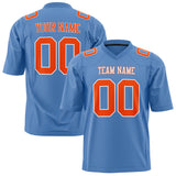 Custom Light Blue Orange Solid Colour Football Jersey