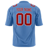 Custom Light Blue Red Solid Colour Football Jersey