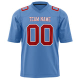 Custom Light Blue Red Solid Colour Football Jersey