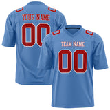 Custom Light Blue Red Solid Colour Football Jersey