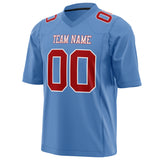 Custom Light Blue Red Solid Colour Football Jersey