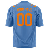 Custom Light Blue Orange Solid Colour Football Jersey