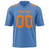 Custom Light Blue Orange Solid Colour Football Jersey