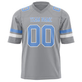 Custom Light Gray Light Blue Solid Colour Football Jersey