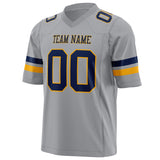 Custom Light Gray Navy Solid Colour Football Jersey