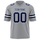 Custom Light Gray Navy Solid Colour Football Jersey