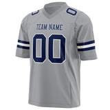 Custom Light Gray Navy Solid Colour Football Jersey