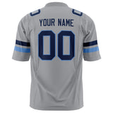 Custom Light Gray Navy Solid Colour Football Jersey