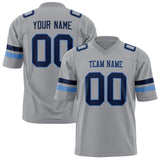 Custom Light Gray Navy Solid Colour Football Jersey