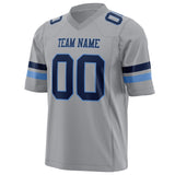 Custom Light Gray Navy Solid Colour Football Jersey