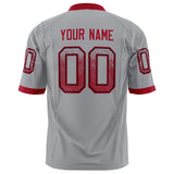 Custom Light Gray Red Solid Colour Football Jersey