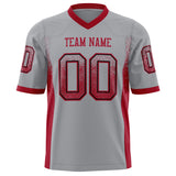 Custom Light Gray Red Solid Colour Football Jersey