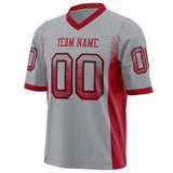 Custom Light Gray Red Solid Colour Football Jersey