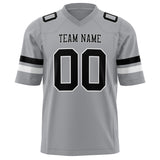 Custom Light Gray Black Solid Colour Football Jersey