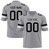 Custom Light Gray Black Solid Colour Football Jersey