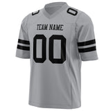 Custom Light Gray Black Solid Colour Football Jersey