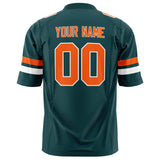 Custom Midnight Green Orange Solid Colour Football Jersey