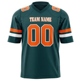 Custom Midnight Green Orange Solid Colour Football Jersey