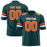 Custom Midnight Green Orange Solid Colour Football Jersey