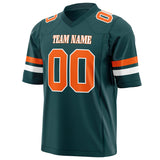 Custom Midnight Green Orange Solid Colour Football Jersey