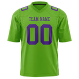 Custom Neon Green Purple Solid Colour Football Jersey