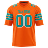 Custom Orange Teal Solid Colour Football Jersey