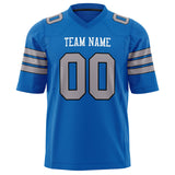 Custom Panther Blue Gray Solid Colour Football Jersey