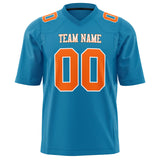 Custom Panther Blue Orange Solid Colour Football Jersey