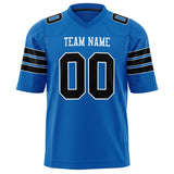 Custom Panther Blue Black Solid Colour Football Jersey