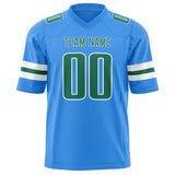 Custom Powder Blue Kelly Green Solid Colour Football Jersey