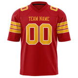 Custom Red Gold Solid Colour Football Jersey