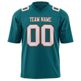 Custom Teal White Solid Colour Football Jersey