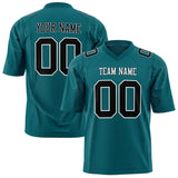 Custom Teal Black Solid Colour Football Jersey