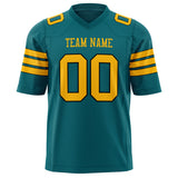 Custom Teal Gold Solid Colour Football Jersey