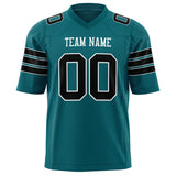 Custom Teal Black Solid Colour Football Jersey