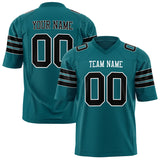 Custom Teal Black Solid Colour Football Jersey