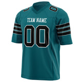 Custom Teal Black Solid Colour Football Jersey