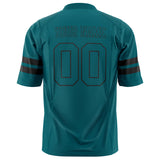 Custom Teal Black Solid Colour Football Jersey