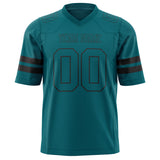 Custom Teal Black Solid Colour Football Jersey