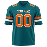 Custom Teal Orange Solid Colour Football Jersey