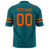 Custom Teal Orange Solid Colour Football Jersey