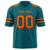 Custom Teal Orange Solid Colour Football Jersey