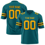 Custom Teal Gold Solid Colour Football Jersey