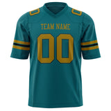 Custom Teal Old Gold Solid Colour Football Jersey