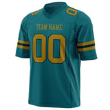 Custom Teal Old Gold Solid Colour Football Jersey