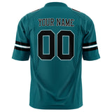 Custom Teal Black Solid Colour Football Jersey